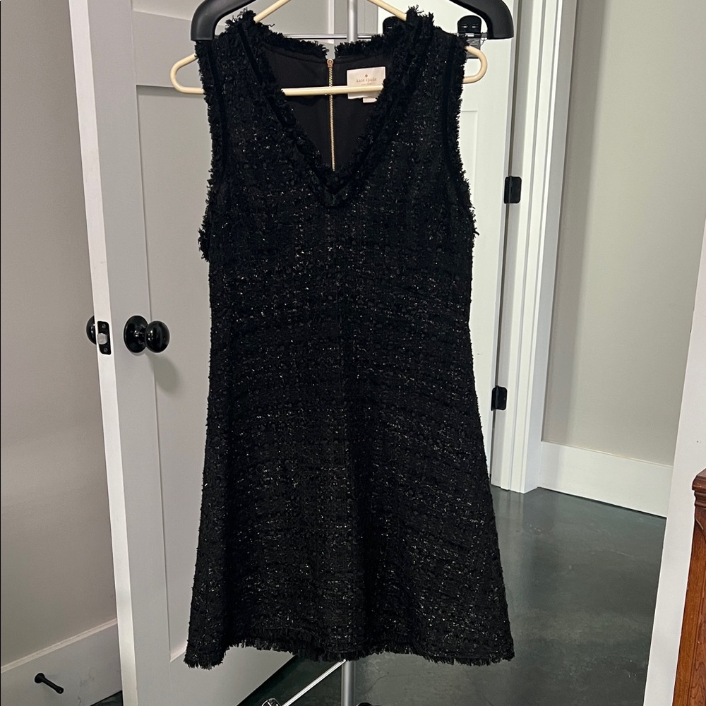 Kate Spade Black Tweed Sleeveless A-Line Dress sz 12 like new